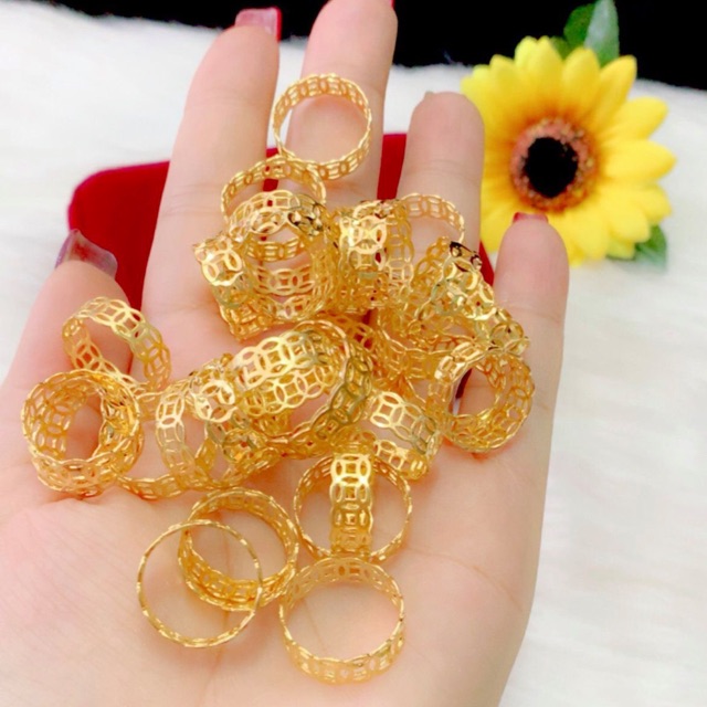 Nhẫn kim tiền dát vàng 18k cao cấp