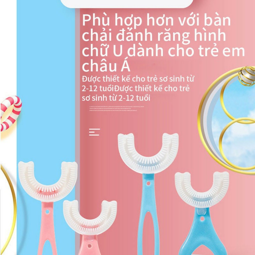 Bàn chải đánh răng chữ U cho bé, bàn chải đánh răng silicon siêu mềm