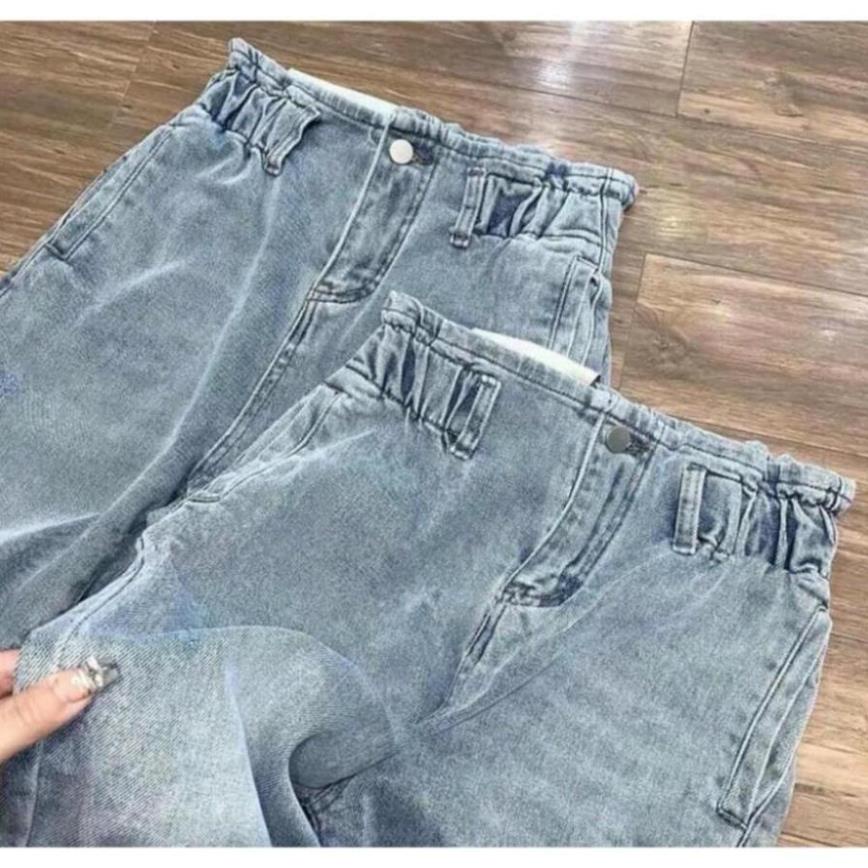 Quần bò nữ, quần jean baggy nữ cạp chun bèo ôm vòng eo, che khuyết điểm, chân thẳng ! ! 😍 * ! ! ,