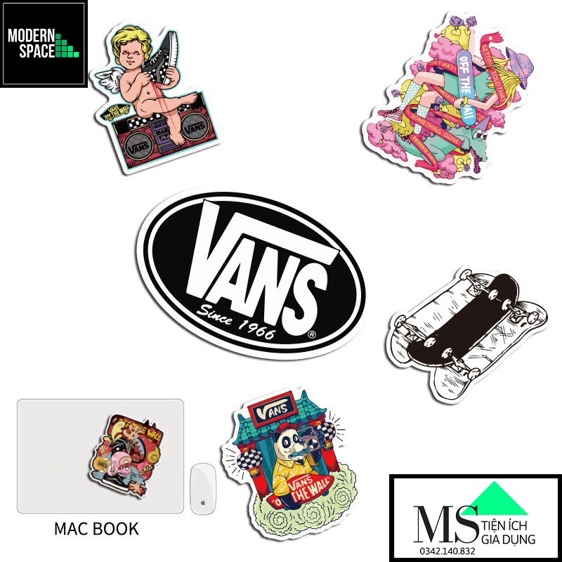 Sticker PVC Vans ST-106 - Cả bộ 100 Hình dán Stickers Chống nước Dán Mũ bảo hiểm Vali Laptop Điện thoại Dán xe