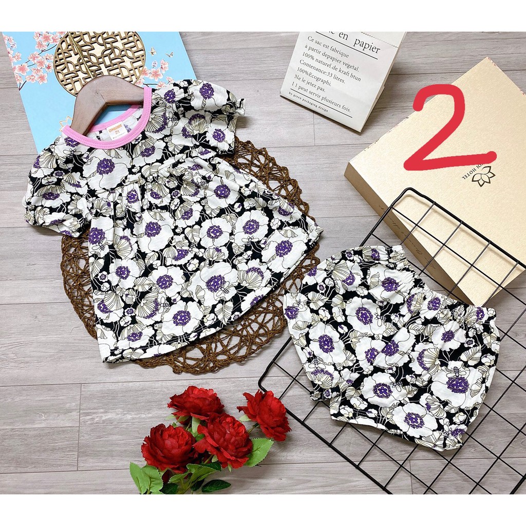 Bộ bánh bèo xuất nhật sợi tre dành cho bé gái