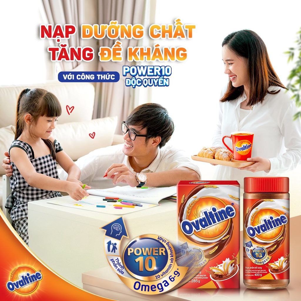 Thức uống lúa mạch hương vị sô-cô-la Ovaltine bột hũ thủy tinh 400g