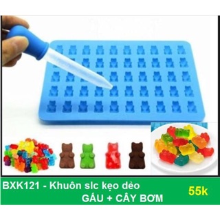 Khuôn Silicon kẹo dẻo gấu kèm cây bơm