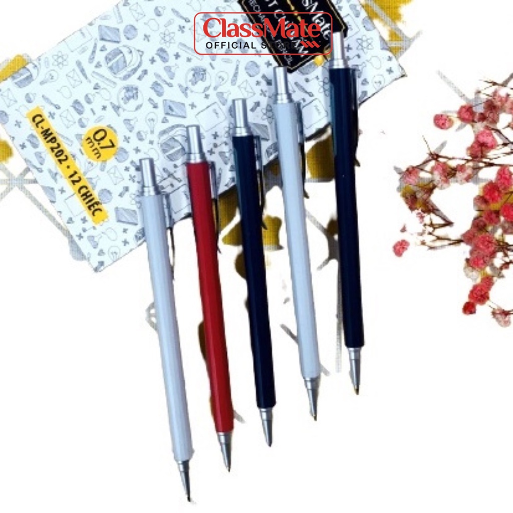 Hộp 12 Bút Chì Bấm 0.7mm CLASSMATE Nét Bút Mịn, Đầu Bút Thiết Kế Quai Cài Tiện Lợi CL-MP202