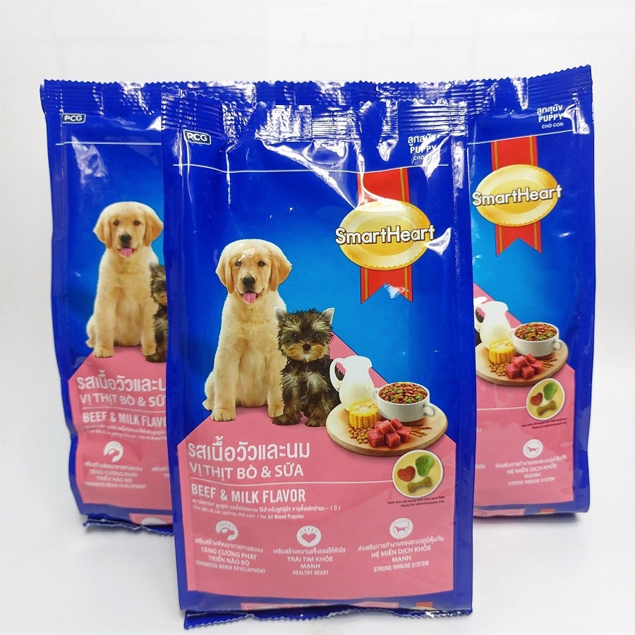 Thức Ăn Cho Chó Con Hạt Smartheart Puppy 400g Vị Bò Và Sữa - VAHAVA