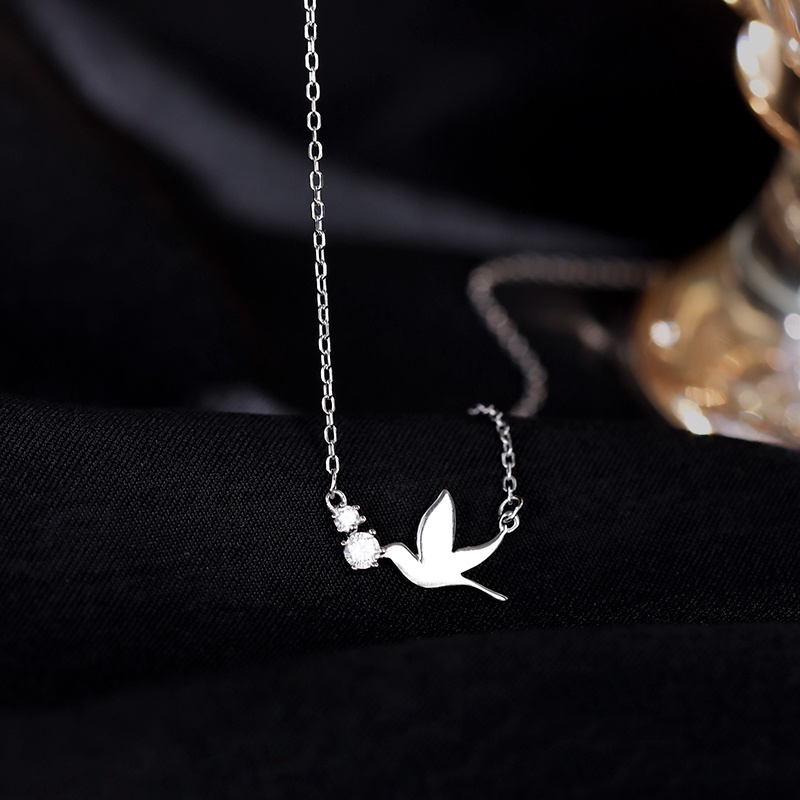Vòng Cổ Fashion Peace Dove Pendant Necklace Korea Bird Silver Chain Necklaces for Women Jewelry Gift
