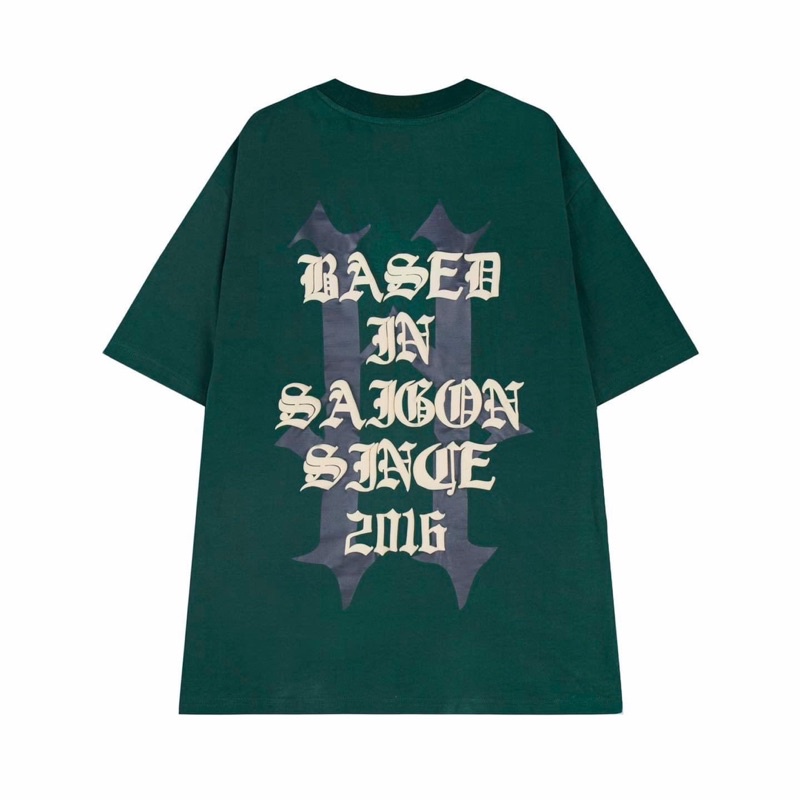 Áo thun tay lỡ in trước sao chữ H có 5 màu xanh/đen/nâu/kem/trắng/