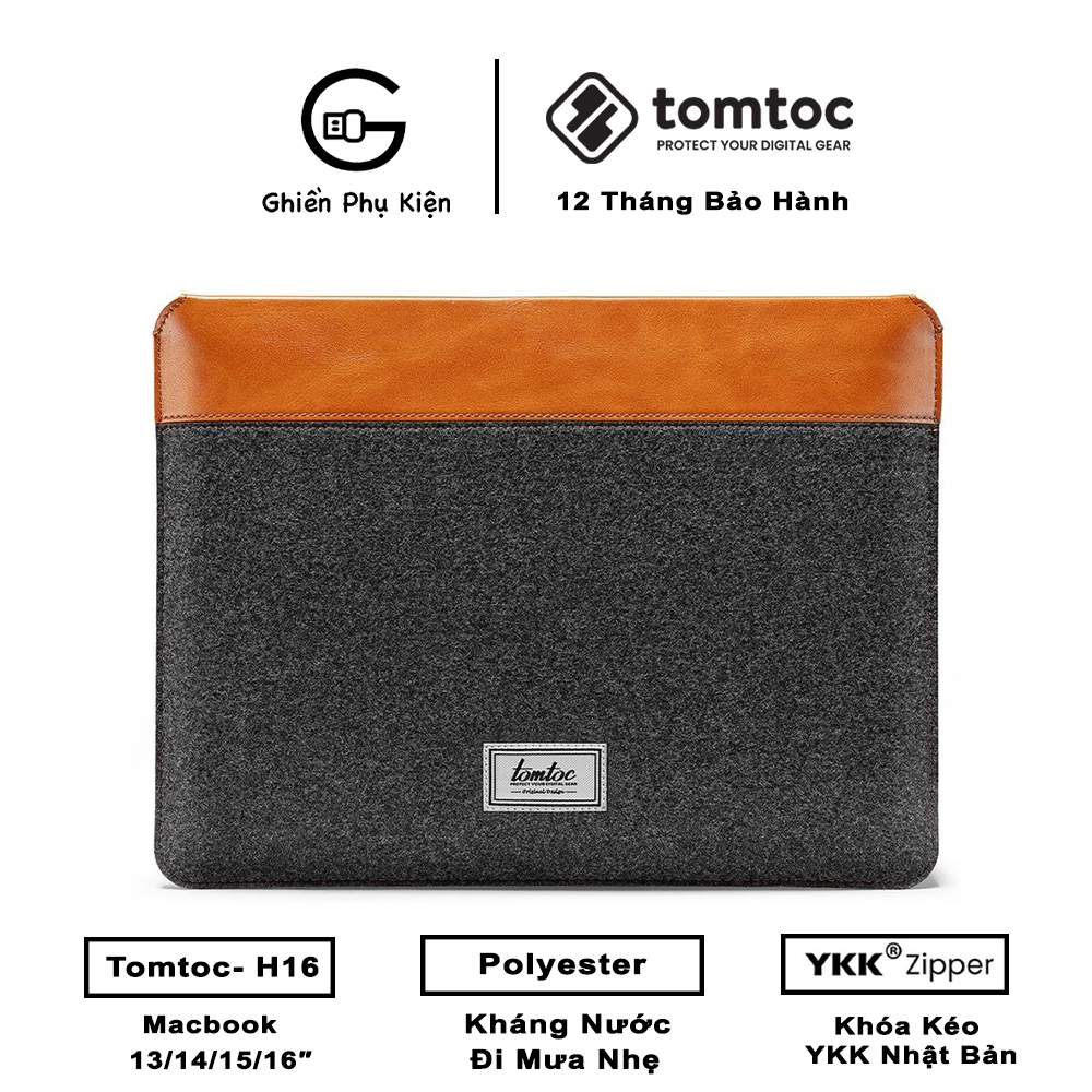 Túi Chống Sốc TOMTOC FELT &amp; PU LEATHER FOR MACBOOK PRO/AIR 13/15/16inch - H16