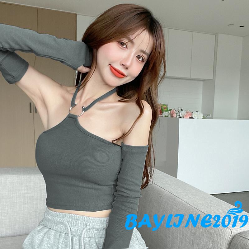 Áo croptop không tay ôm dáng + Cặp ống tay áo một kích thước thời trang mùa hè cho nữ