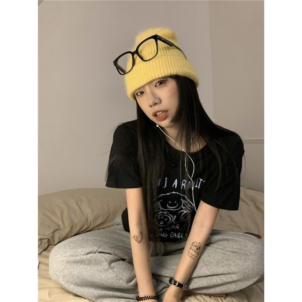 Áo Thun Tay Ngắn Chất Liệu Cotton Nguyên Chất In Hình Thỏ 51129