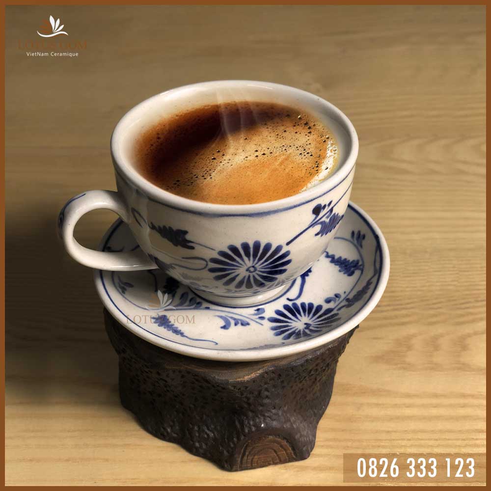 Ly Sứ Uống Cà Phê Đẹp 220ml - Tách Cà Phê Cappuccino Vẽ Tay