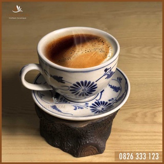 Ly sứ uống cà phê đẹp 220ml - tách cà phê cappuccino vẽ tay