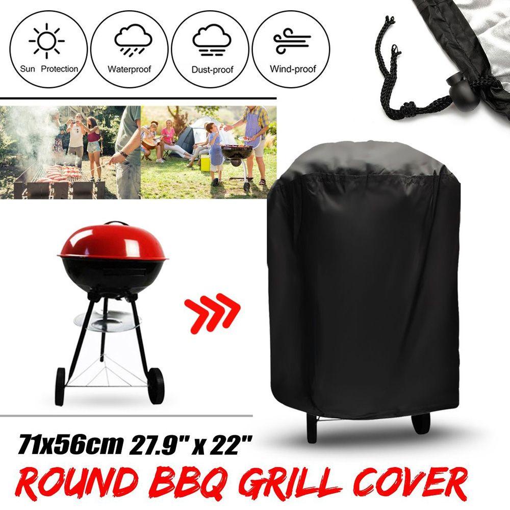 Tấm Phủ Lò Nướng BBQ Hình Tròn Màu Đen Chống Mưa Tiện Dụng