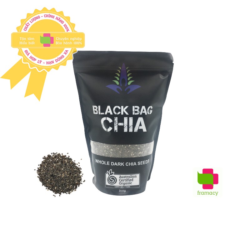 Hạt Chia hữu cơ Black Bag Chia Seeds, Úc (250g/500g) bổ sung dinh dưỡng cho mọi lứa tuổi