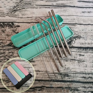 HCM - Bộ set ống hút inox cong thẳng 6mm 8mm 12mm kèm hộp đựng