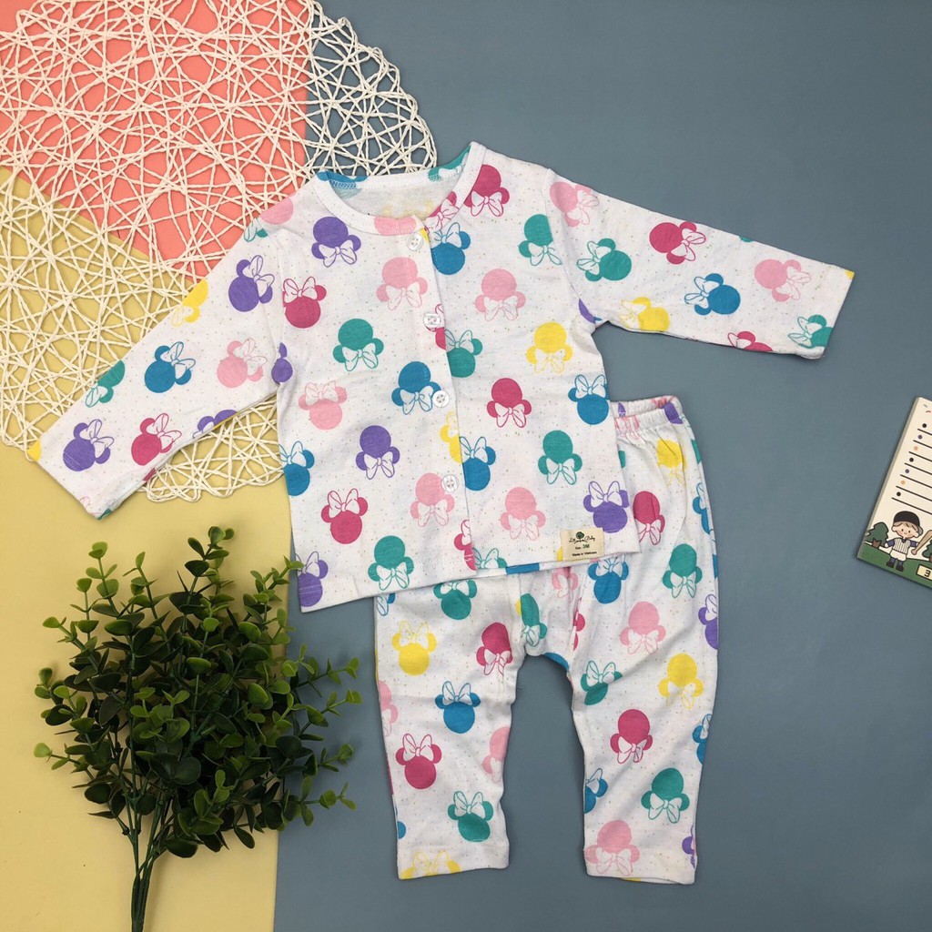 Bộ Sơ Sinh Cài Cúc dài tay LITIBABY cho bé trai bé gái từ 3-18M -H4800