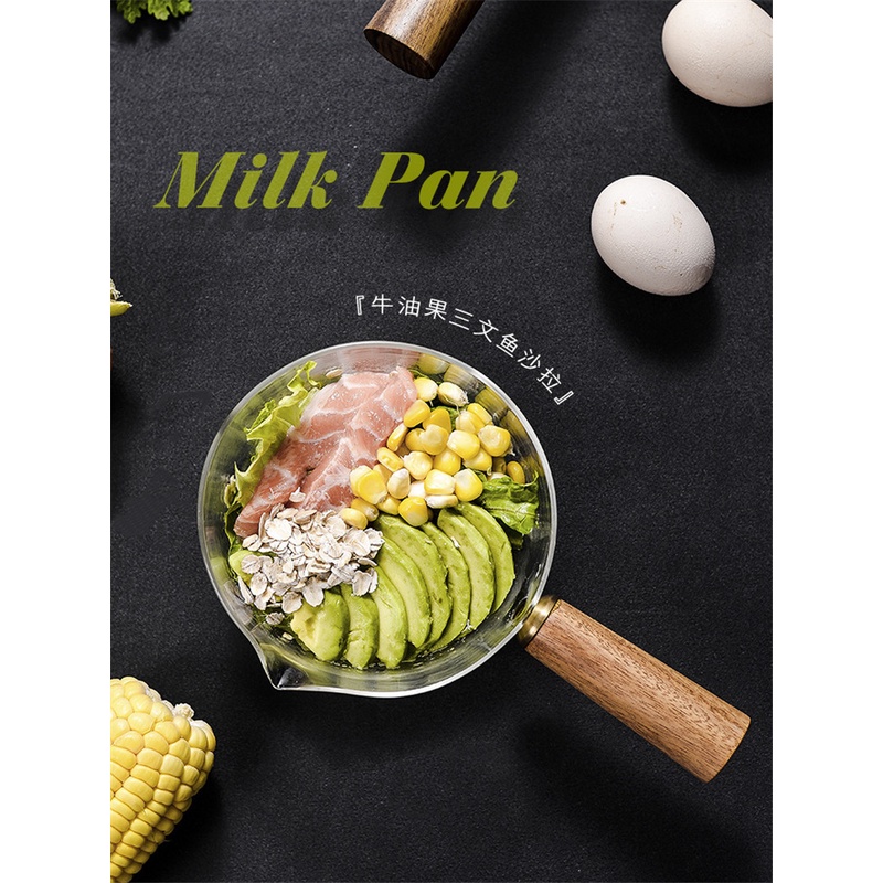 FunLifeCuộc Sống Hàng Tạp Hóa Bảo Tàng Kính Cường Lực Trong Suốt Bằng Gỗ Xử Lý Bát Salad Có Thể Mở Lửa Nồi Nồi Sữa Bát Súp