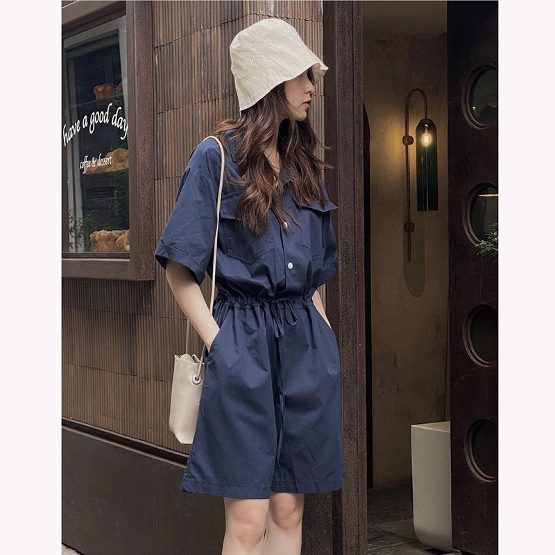 Jumpsuit Short Ống Rộng Chất Cotton Hàn M564