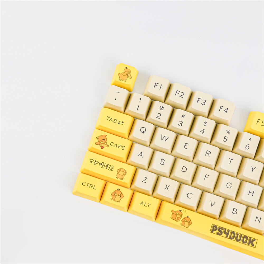 Set keycap Psyduck font chữ to đẹp chất liệu thick PBT in Dyesub 136 keys cân nhiều layout 60/64/84/96/108,...