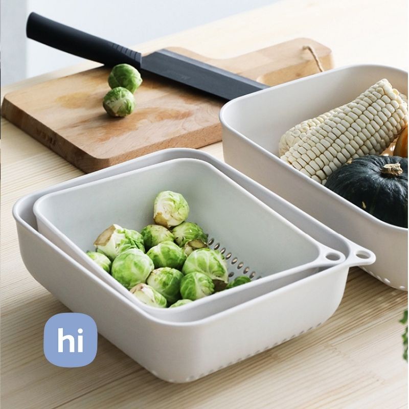 A - LIFE Rổ Rửa Thực Phẩm 3 Trong 1 Tiện Lợi