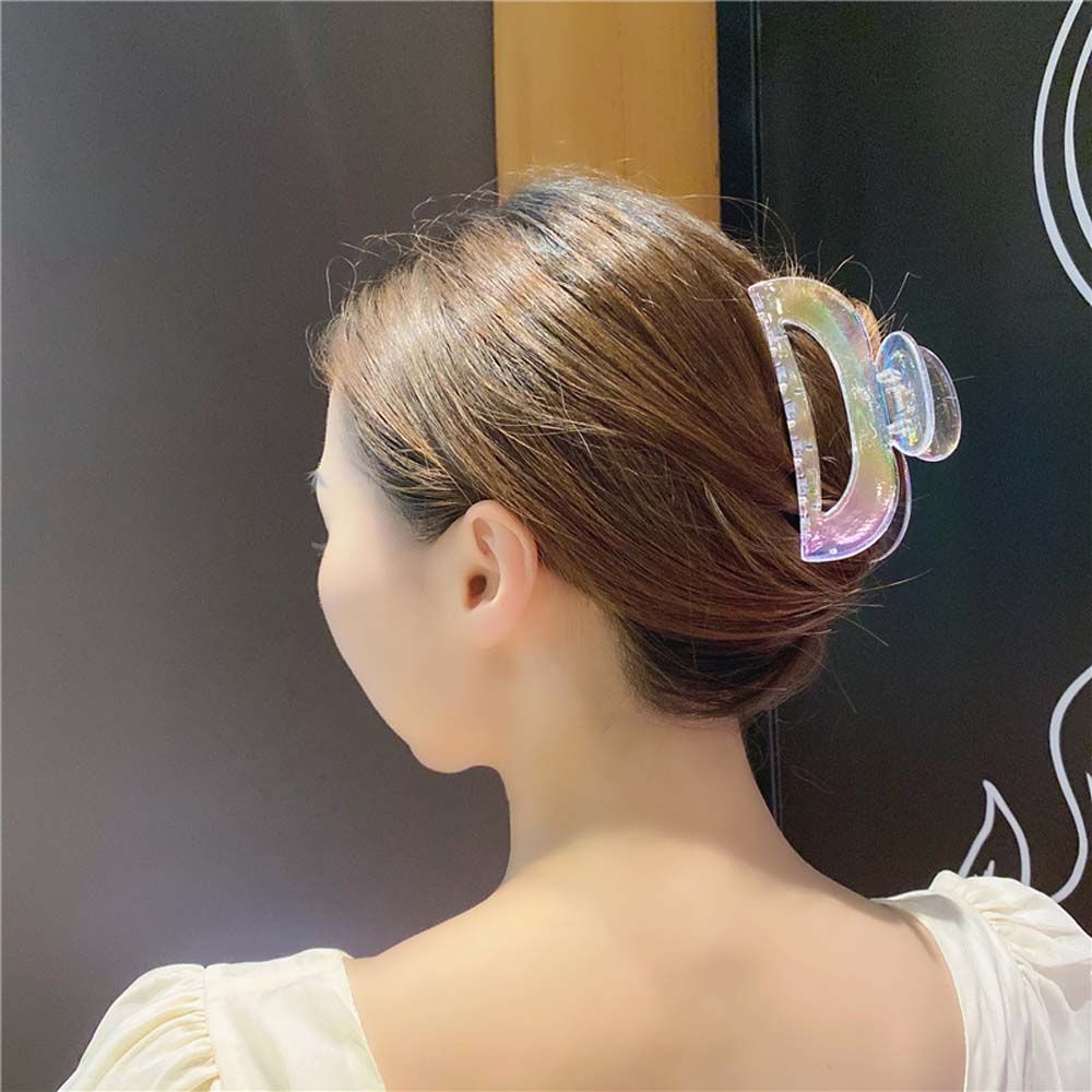 Kẹp tóc bằng nhựa acrylic trong suốt màu laser hình bướm chữ thập hình học độc đáo cho nữ