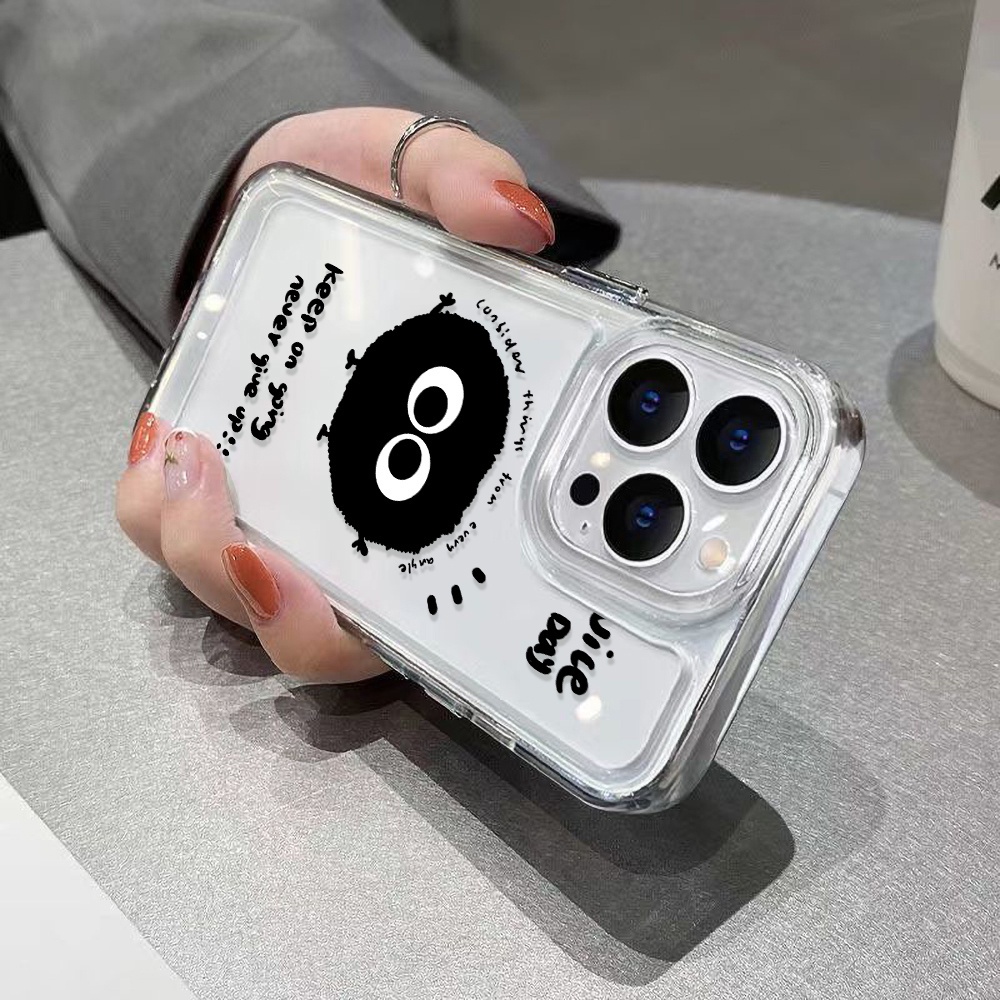 Ốp Điện Thoại Trong Suốt Hình Bùi Nhùi Màu Đen Cho iphone 11 13 7 8 Plus 12 13Pro Max X XS Max 7 8 SE 2020