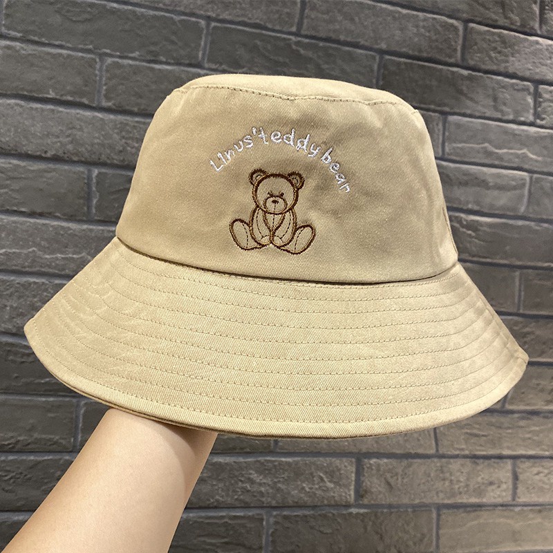 Mũ Bucket Thêu Hình Nón Tai Bèo Vành Cụp Gấu Teddy Bear 463 Nhiều Màu Sắc Ulzzang Form Unisex Nam Nữ - Hazo