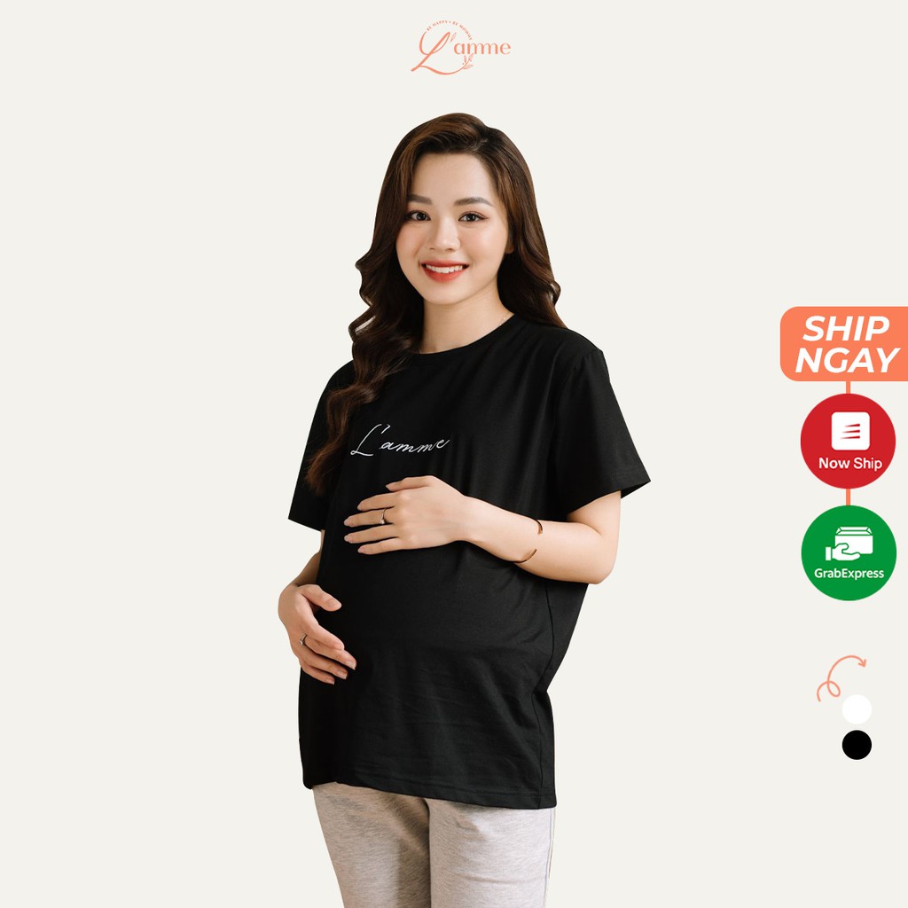 Áo phông bầu L amme T-shirt chất cotton thấm hút mồ hôi mặc được sau sinh