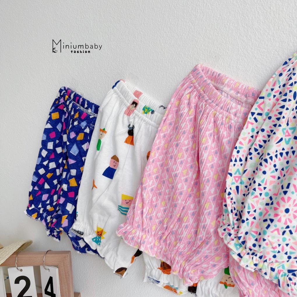 Quần cotton bèo gấu cho bé gái từ 1-3 tuổi, quần short bé gái Miniumbaby-Q1102