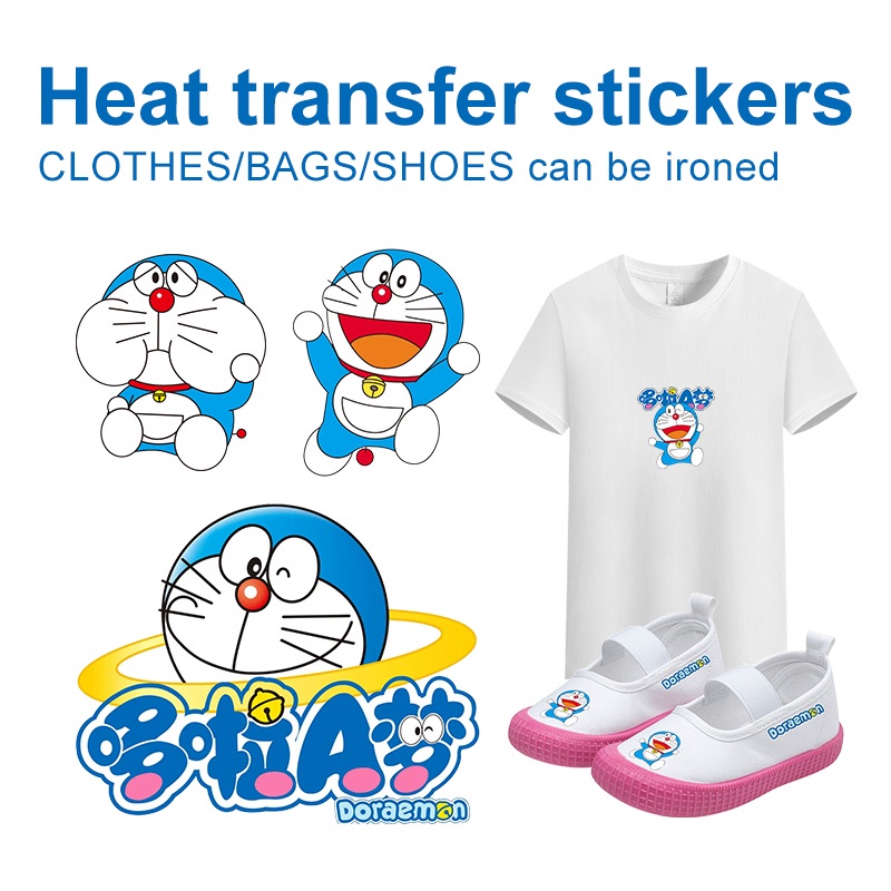 Miếng Dán Ủi Lên Quần Áo/Giày/Vớ Họa Tiết Hoạt Hình Doraemon Chịu Nhiệt