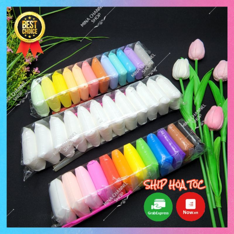 Đất Sét Giấy Super Clay 12 Màu, Nguyên liệu làm Slime, Đất Set Giấy Làm Slime Bơ