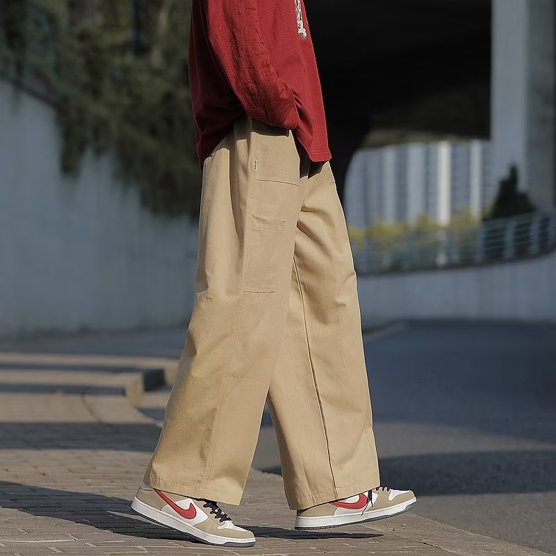 Quần ống rộng Dáng Suông Bằng Vải Cotton Dày Dặn Thời Trang Mùa Thu Kiểu Nhật Bản Hàng Mới Dành Cho Bạn Nam
