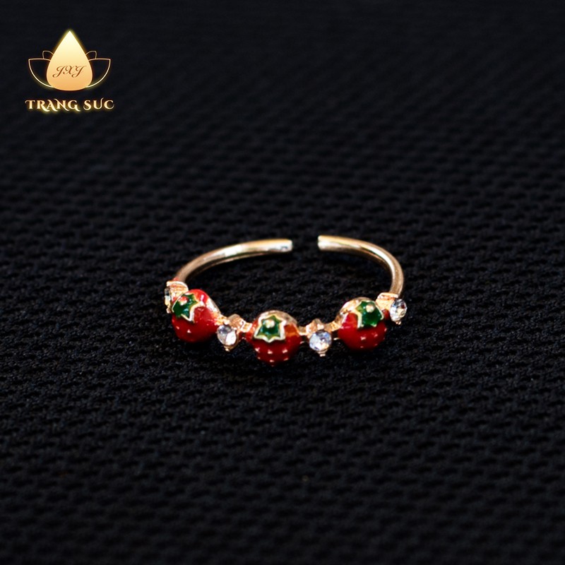 Nhẫn-Dâu tây Kim cương Dễ thương Không phai màu Vàng Hồng Nữ
