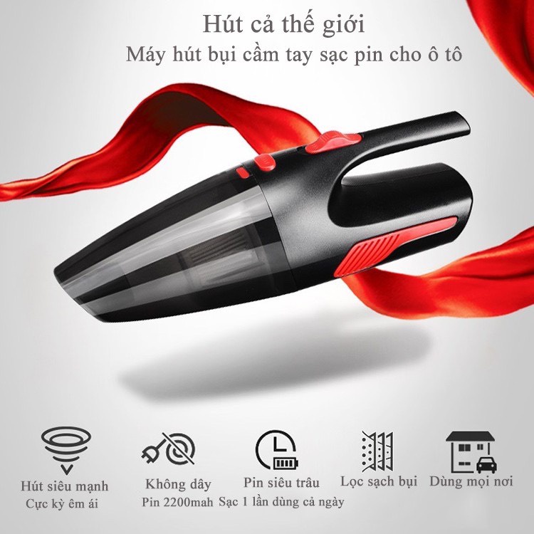 Máy Hút Bụi Cầm Tay Mini Không Dây Cao Cấp Công Suất 120W - Máy hút bụi ô tô mini Vacuum Cleaner thông minh