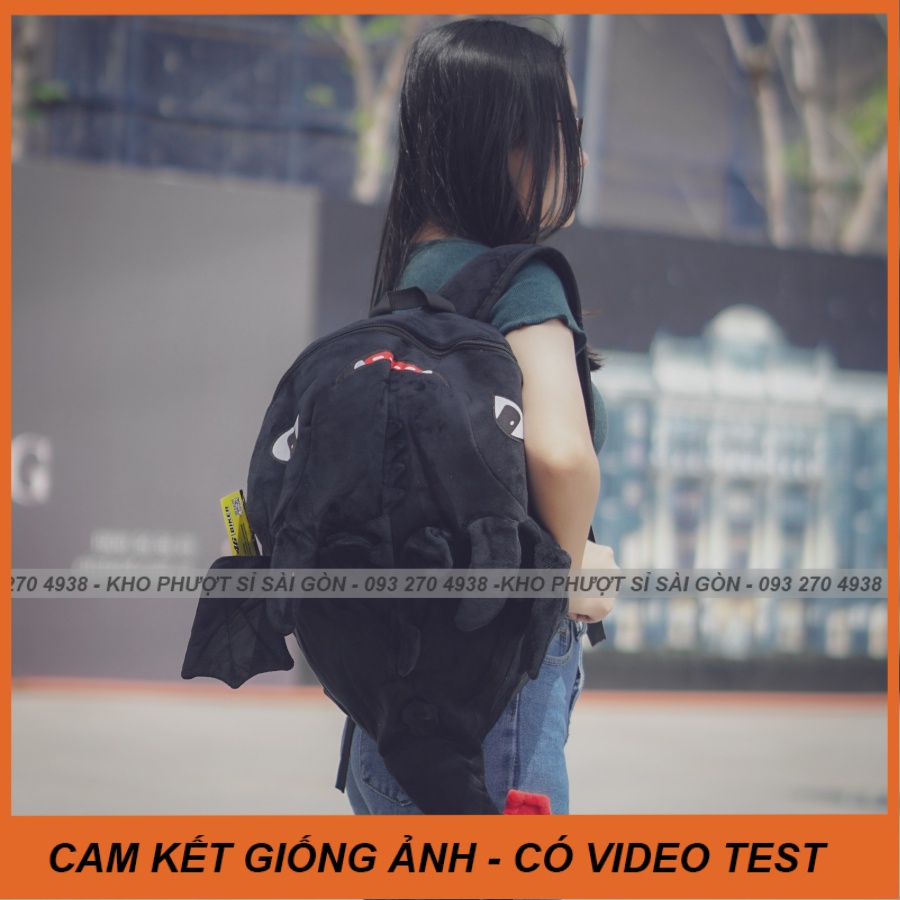 Balo nhung Rồng màu xám xi măng siêu cute chứa quần áo đi chơi - phượt siêu cute