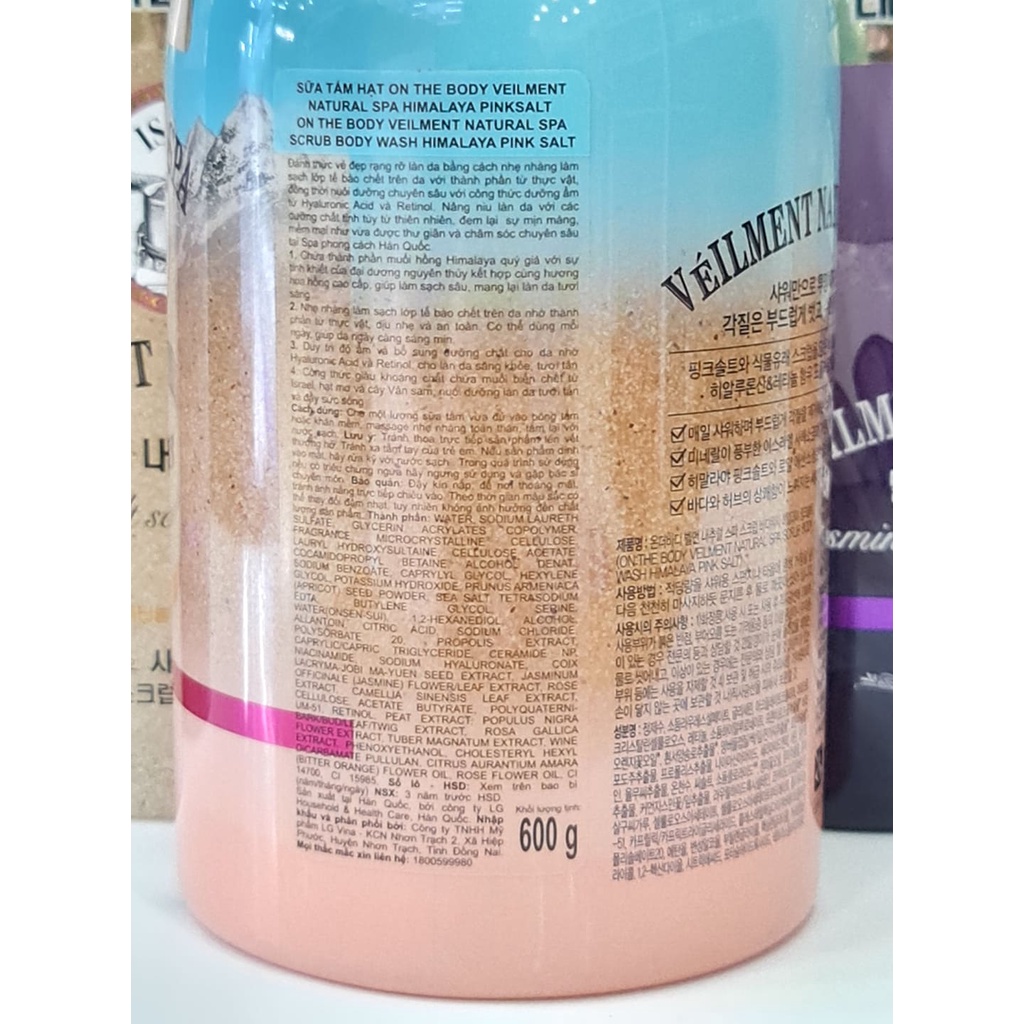 Sữa Tắm Có Hạt Tẩy Tế Bào Chết On The Body Veilment Natural Spa 600g Hàn Quốc
