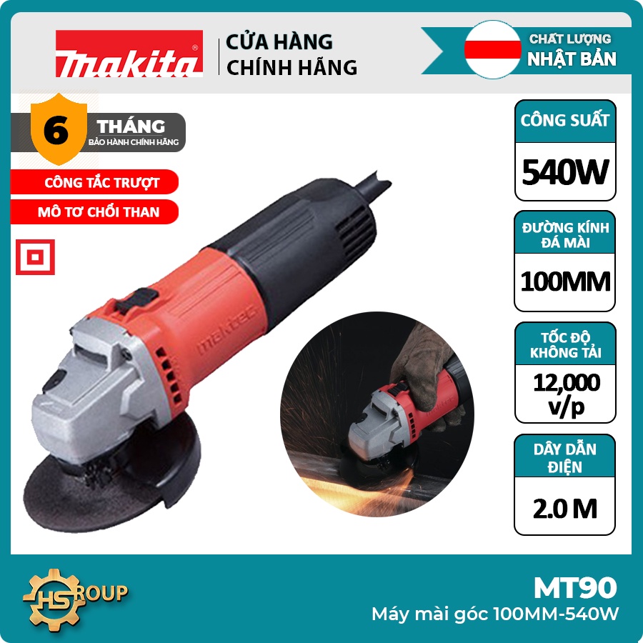 Máy mài Makita MT90 (100MM - 540W) Công tắc an toàn 2 thao tác | Thương hiệu Nhật Bản chất lượng hàng đầu Thế giới