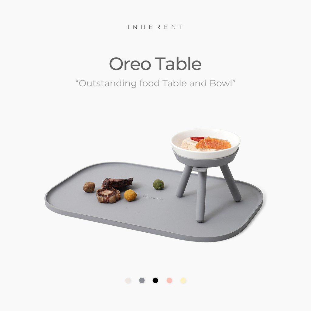 [INHERENT] Bát đựng thức ăn cho thú cưng Bàn Oreo (Trắng, Xám, Đen, Hồng, Chanh) (Lông thú)