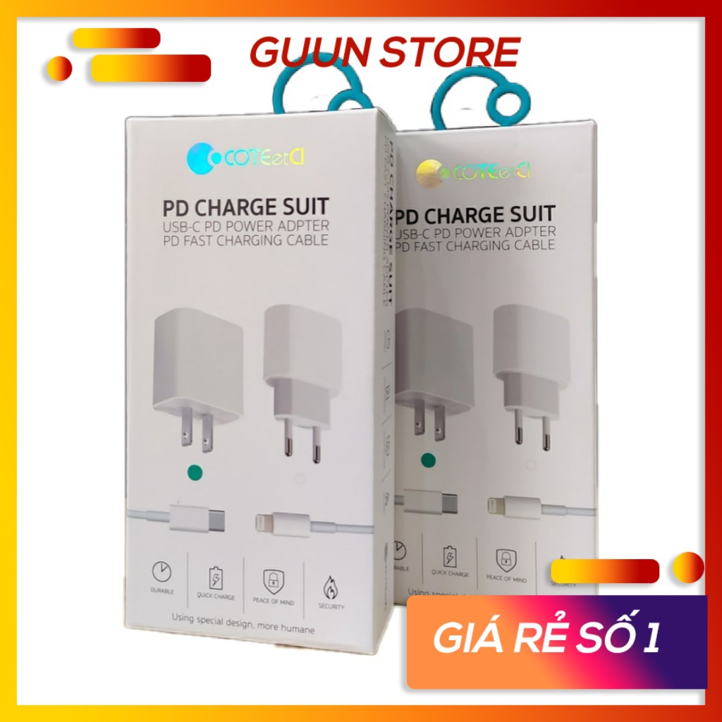 sạc nhanh 18w iphone chính hãng COTEETCI cho ip11/12 Cáp củ sạc Lightning dùng cho apple Guun Store BSN18