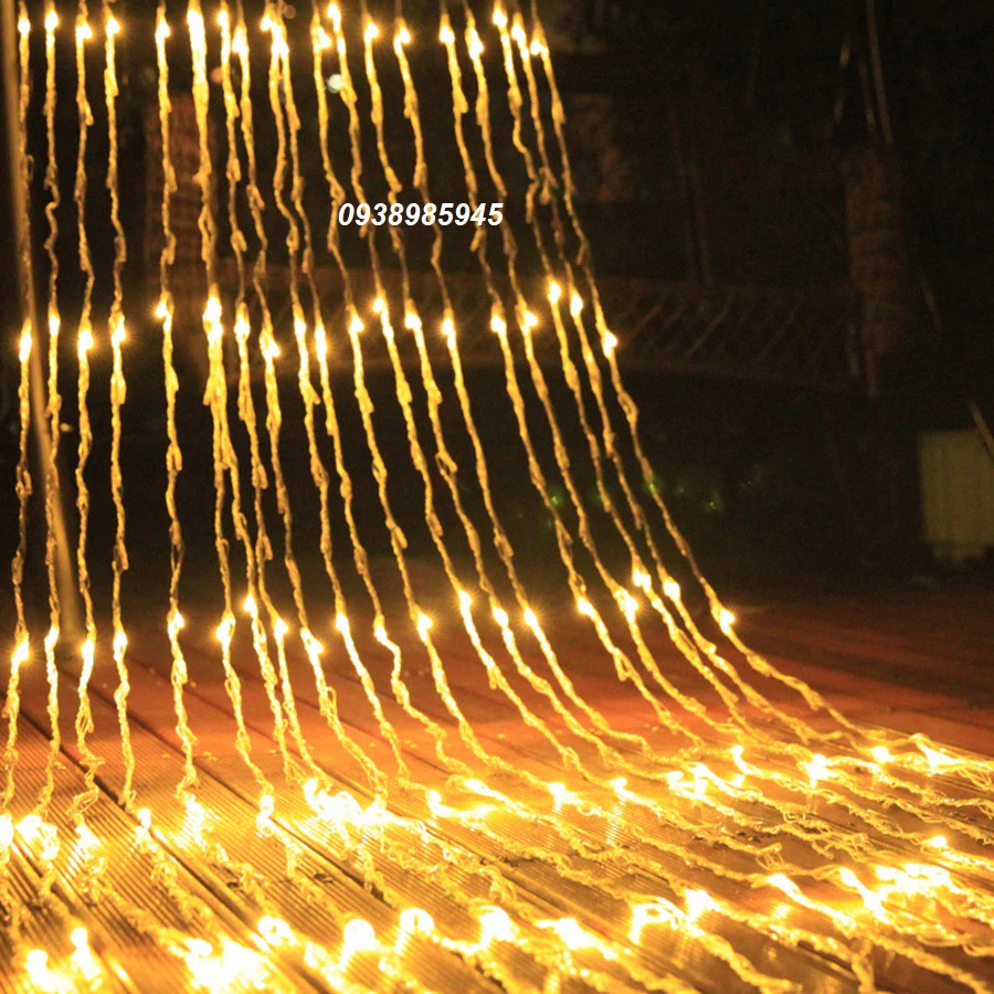 Đèn Led Trang Trí Thả Mành Kiểu Mưa Rơi Thác Nước 10 Sợi Dài 2.2m Ngang 3m Đủ Màu - Đèn Led Rèm Hiệu Ứng Mưa Rơi 3mx2m
