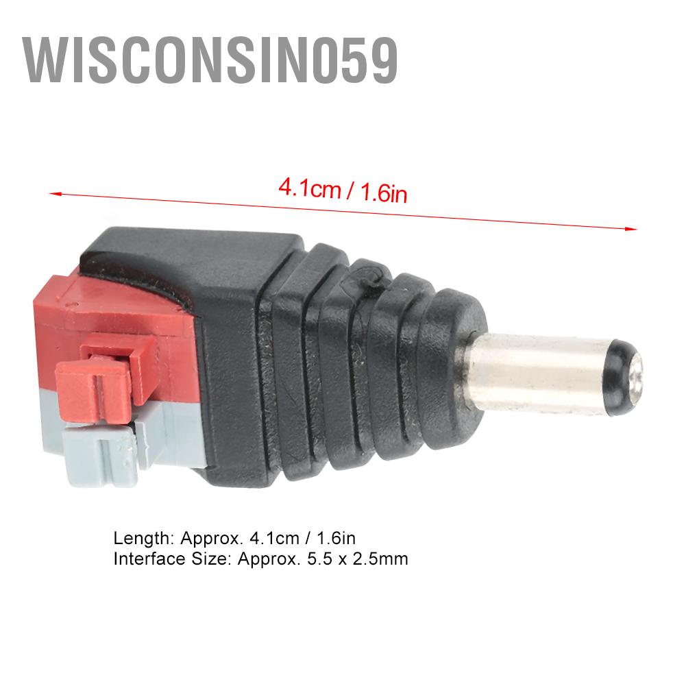 Wisconsin059 20Pcs 5.5x2.5mm Male Connector Cable Terminal DC Power Plug Adapter Jack for LED Light Strip