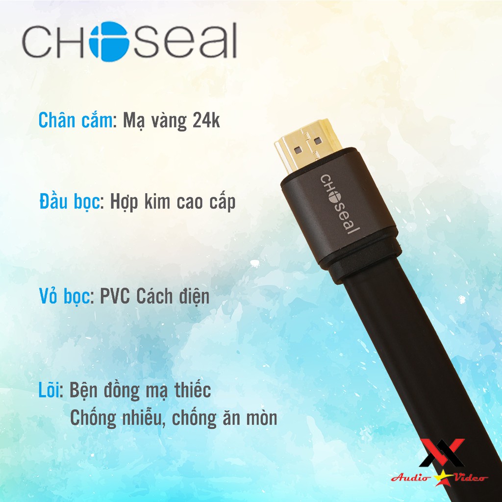 Dây Cáp HDMI Choseal 2.0/4K Chính Hãng Cao Cấp Loại Dẹt Dài 1.5m, 1.8m, 3m, 5m, 10m Dùng Cho TV/Máy Chiếu/PlayStation