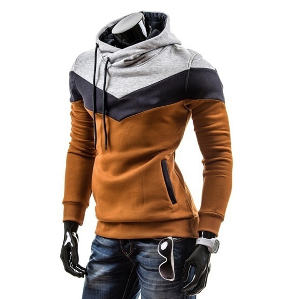 Mới Áo Hoodies Nam Dày Dặn Màu Sắc Tương Phản Thời Trang