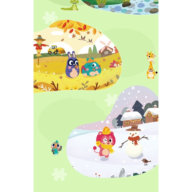 Xếp hình cho bé từ 3 tuổi bộ ghép hình puzzle hãng Gwizz 88 miếng ghép tạo bức tranh Xuân Hạ Thu Đông