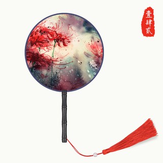 Quạt tròn cổ trang dây tuyến in hình phong cách cổ điển Trung Quốc