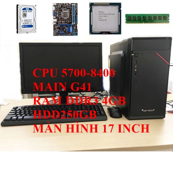 Bộ máy tính văn phòng G41 /4GB /250GB màn hình 17inch/19 inch