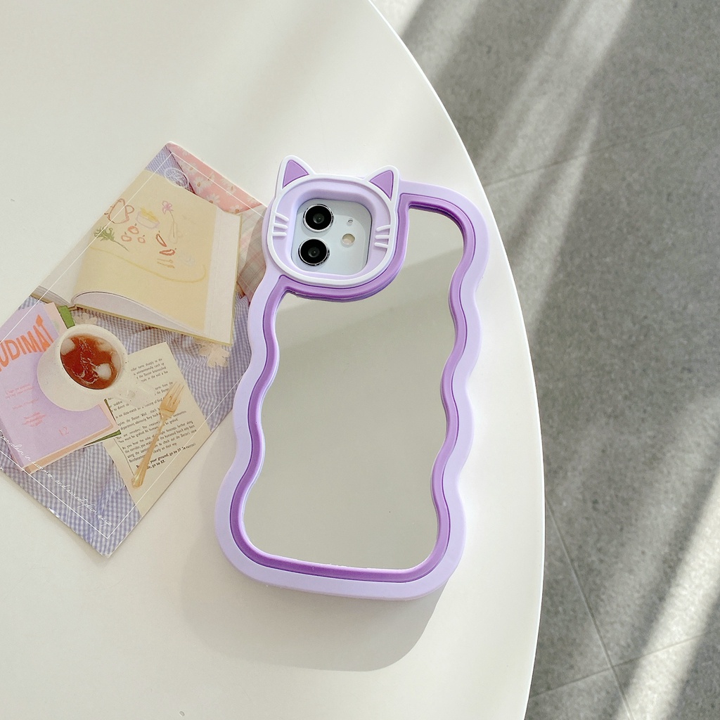 Ốp Điện Thoại Tráng Gương In Hình Mèo Cho Iphone 14 14pro Max11 Pro Max Xs Max X 12 Pro Max