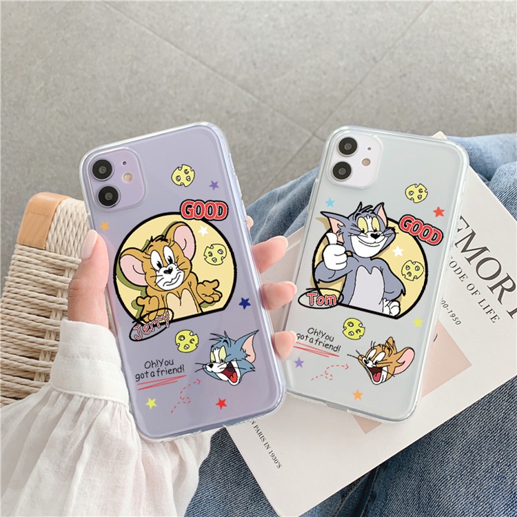 Ốp Điện Thoại Trong Suốt Hình Mèo Và Chuột Cho iPhone 6 / 6plus / 6splus / 7 / 7plus / 8 / 8plus / xs / xr / xsmax / 11 / 12 / 13 / pro / max / plus / promax / 730