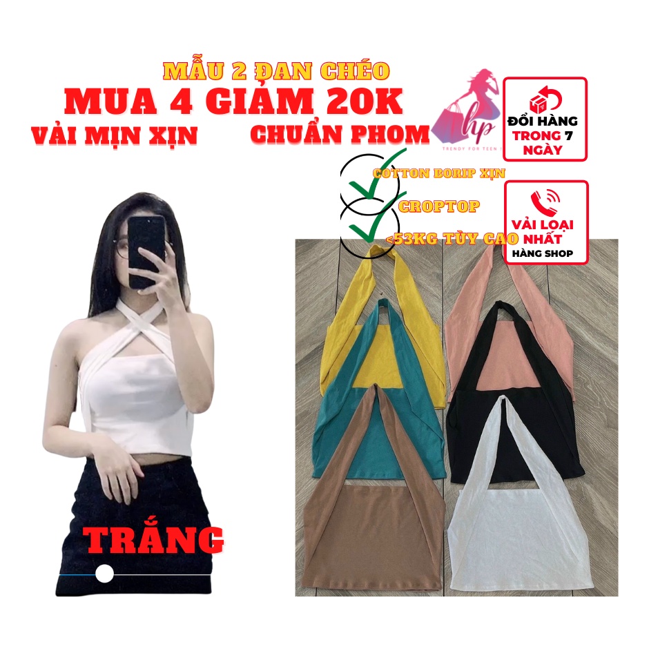 Áo kiểu yếm choàng cổ đan xéo croptop nữ đẹp ôm body hở lưng cực sexy mẫu mới thời trang 2021