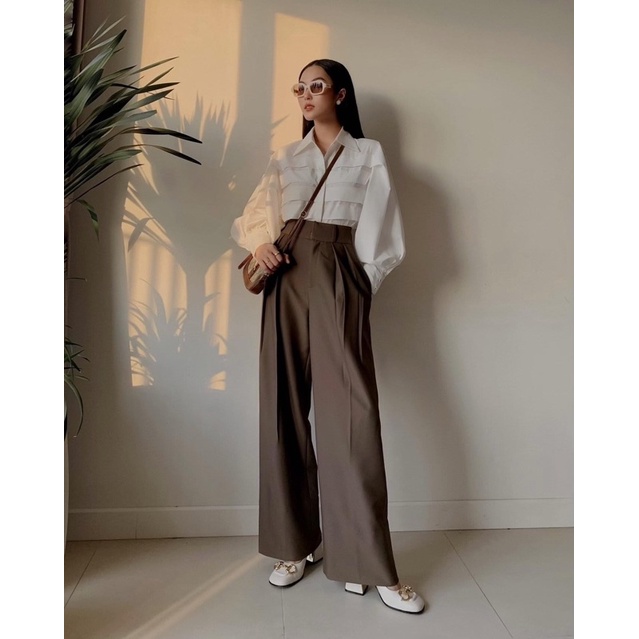 Quần suông HUONGBOUTIQUE ống rộng HBQ101